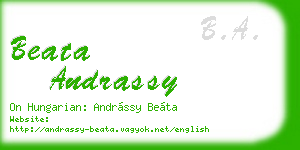 beata andrassy business card