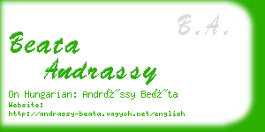 beata andrassy business card